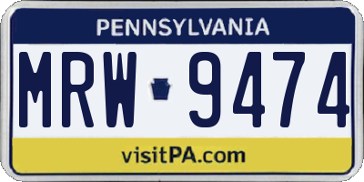PA license plate MRW9474