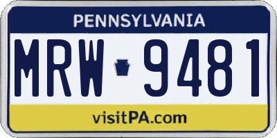 PA license plate MRW9481