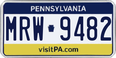 PA license plate MRW9482