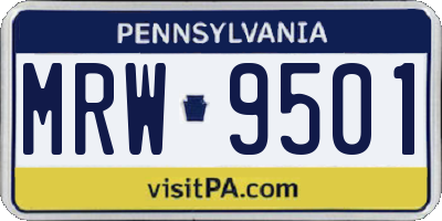 PA license plate MRW9501