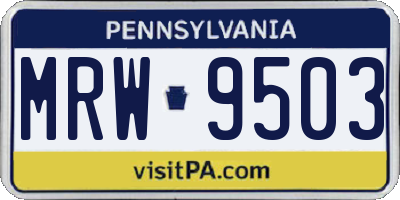 PA license plate MRW9503