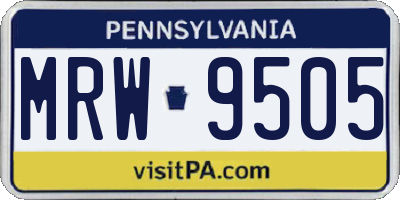 PA license plate MRW9505