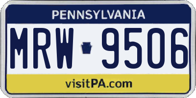 PA license plate MRW9506