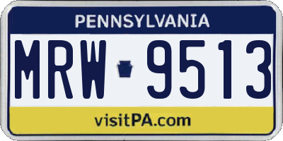 PA license plate MRW9513