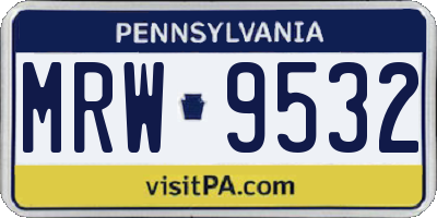 PA license plate MRW9532