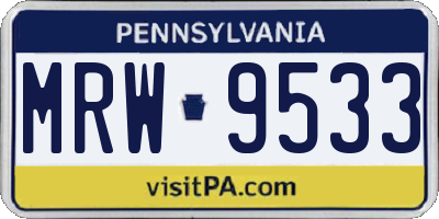 PA license plate MRW9533