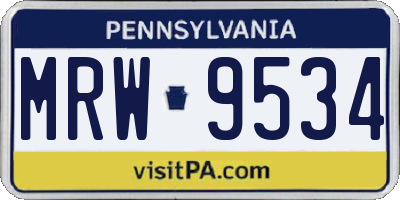 PA license plate MRW9534