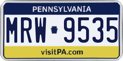PA license plate MRW9535