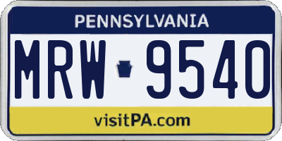 PA license plate MRW9540