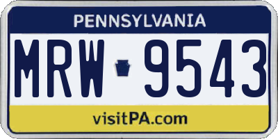 PA license plate MRW9543