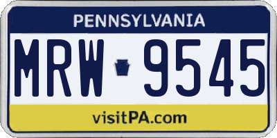 PA license plate MRW9545