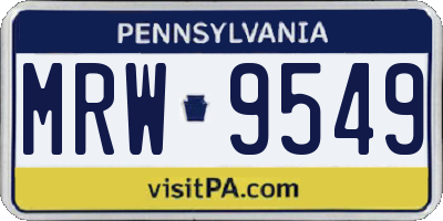 PA license plate MRW9549