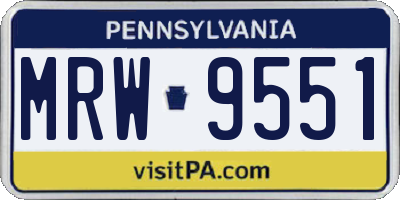 PA license plate MRW9551