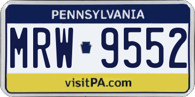 PA license plate MRW9552