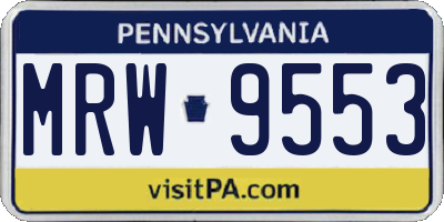 PA license plate MRW9553