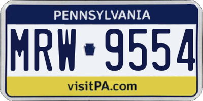 PA license plate MRW9554