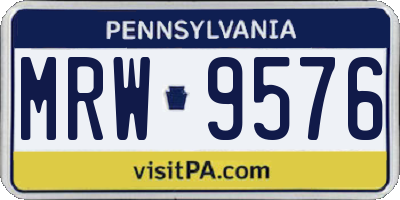 PA license plate MRW9576