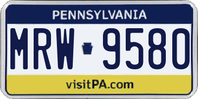 PA license plate MRW9580
