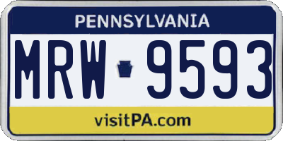 PA license plate MRW9593