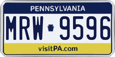 PA license plate MRW9596