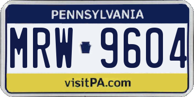 PA license plate MRW9604