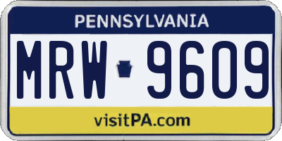 PA license plate MRW9609