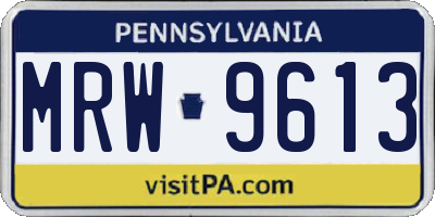 PA license plate MRW9613