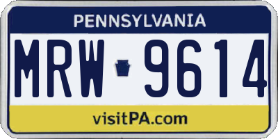 PA license plate MRW9614