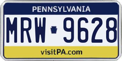 PA license plate MRW9628