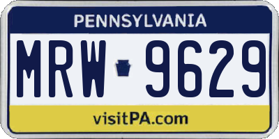 PA license plate MRW9629