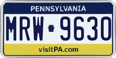 PA license plate MRW9630
