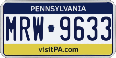 PA license plate MRW9633