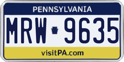 PA license plate MRW9635