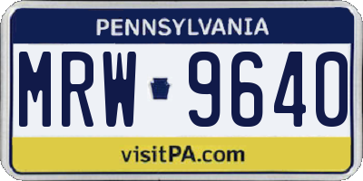 PA license plate MRW9640