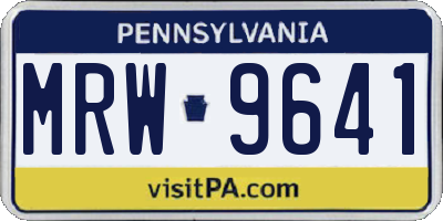 PA license plate MRW9641