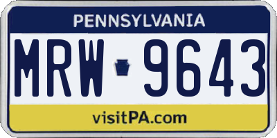 PA license plate MRW9643