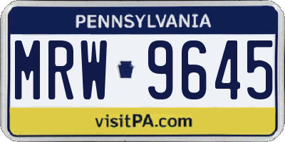 PA license plate MRW9645