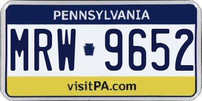 PA license plate MRW9652