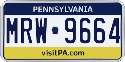PA license plate MRW9664