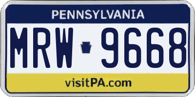 PA license plate MRW9668