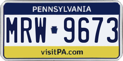 PA license plate MRW9673