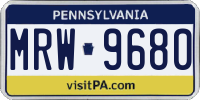 PA license plate MRW9680