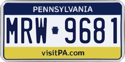 PA license plate MRW9681