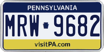 PA license plate MRW9682