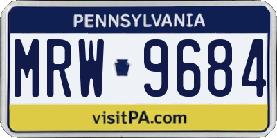 PA license plate MRW9684