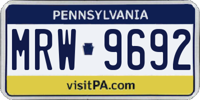 PA license plate MRW9692