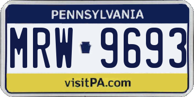 PA license plate MRW9693