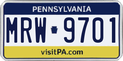 PA license plate MRW9701
