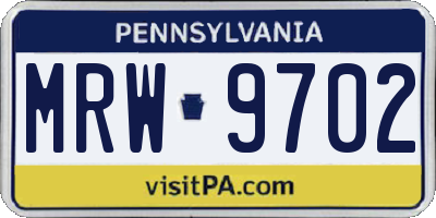 PA license plate MRW9702