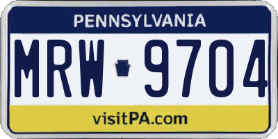 PA license plate MRW9704